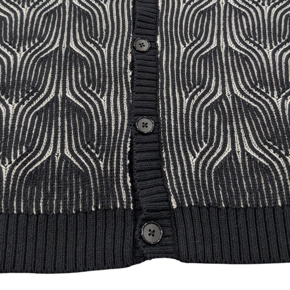 INC International Concepts monochrome wave cotton blend cardigan. Large - Picture 2 of 16